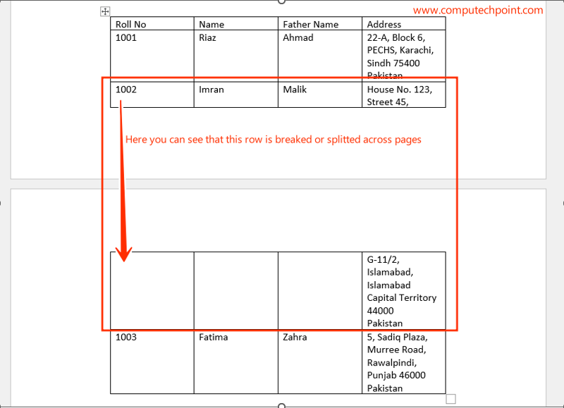 prevent row breaking in all tables with a single click using VBA