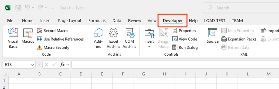 developer tab is enable on ribbon