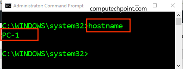 computer name using hostname command