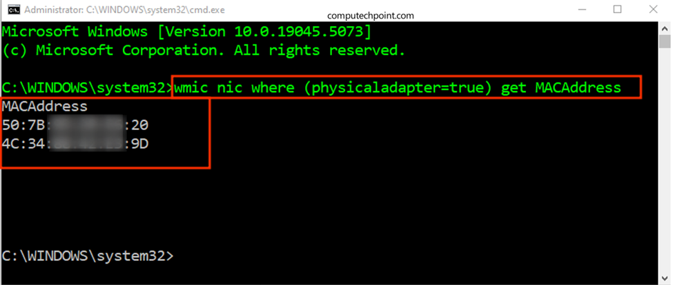 find MAC Address using WMIC Command 