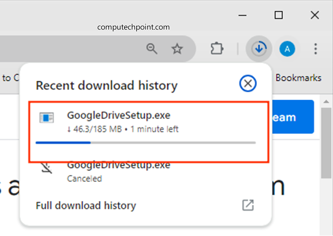 google drive download in progress 