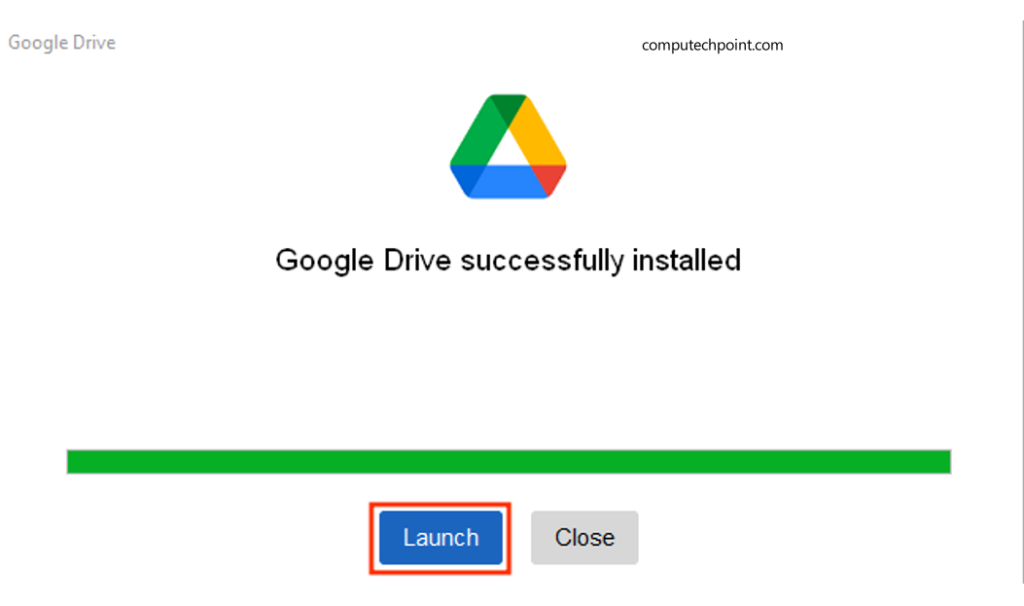 installation of google drive complete