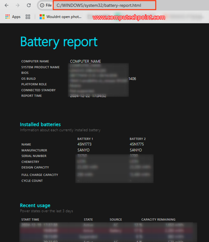 generate battery report