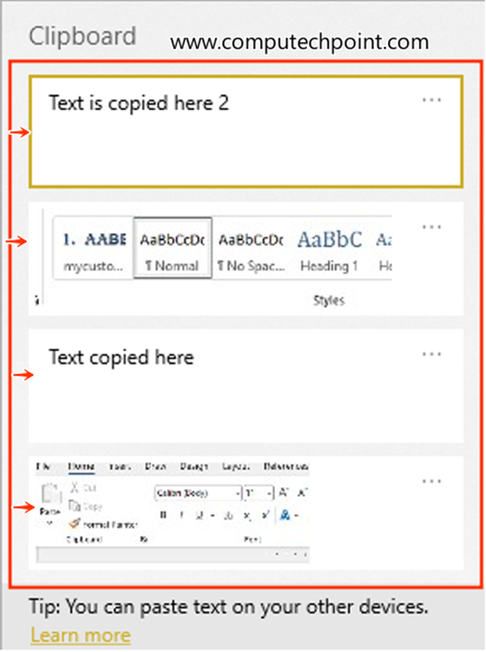  perform Several copy operations and then paste each one individually.