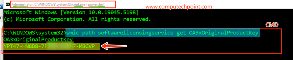 find Microsoft Office Product Key using Command Prompt