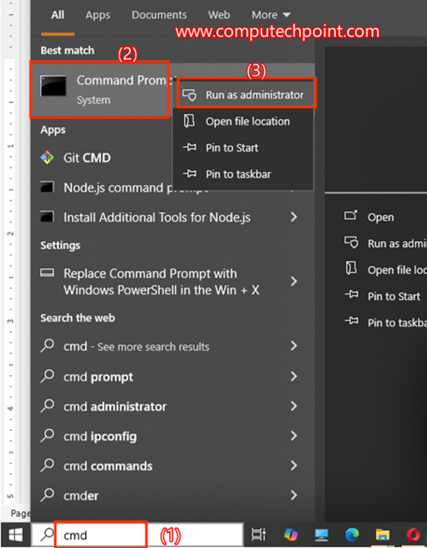 open command prompt as administrator 