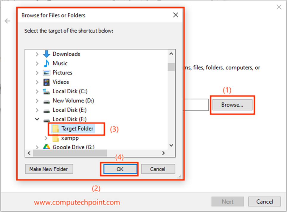 creating shortcut to a  sepcific folder in the SendTo directory