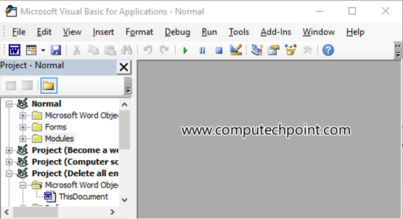 Microsoft Word VBA Editor