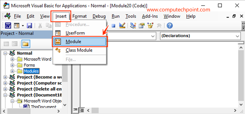 Create New Module in VBA Editor