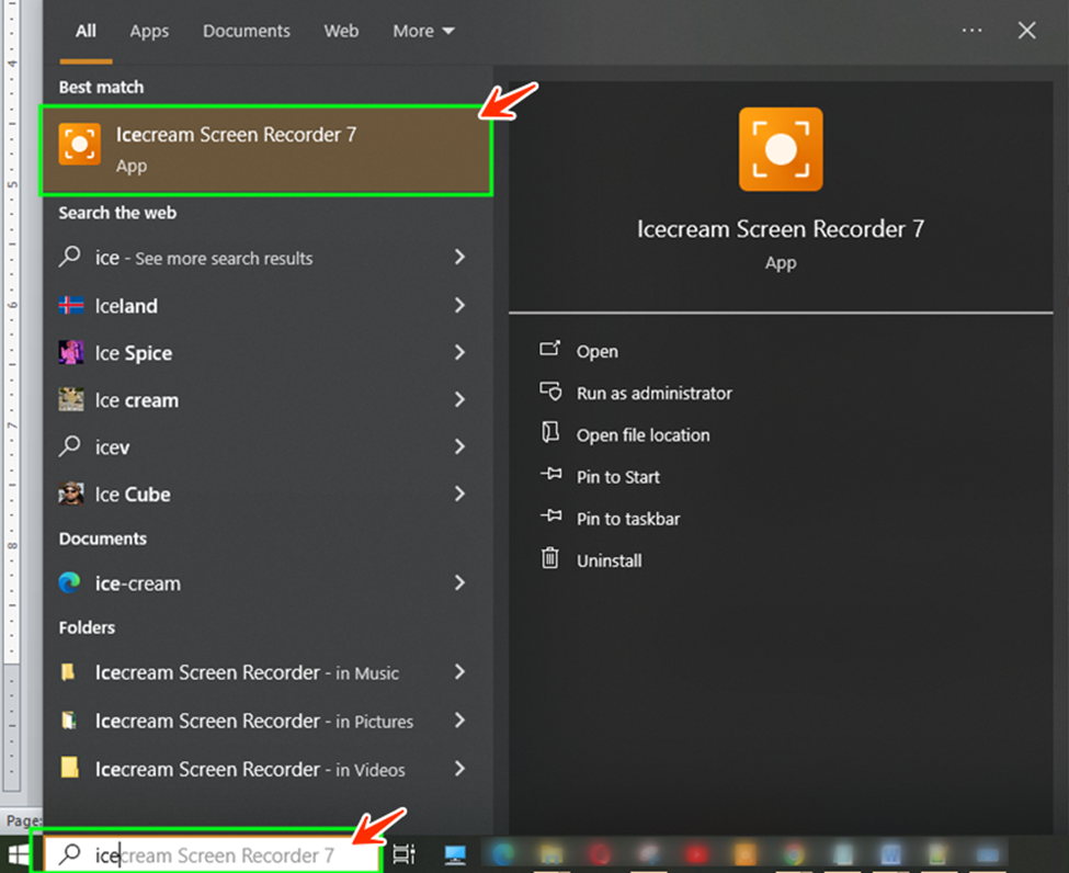 capturing screenshots using Icecream Screen Recorder