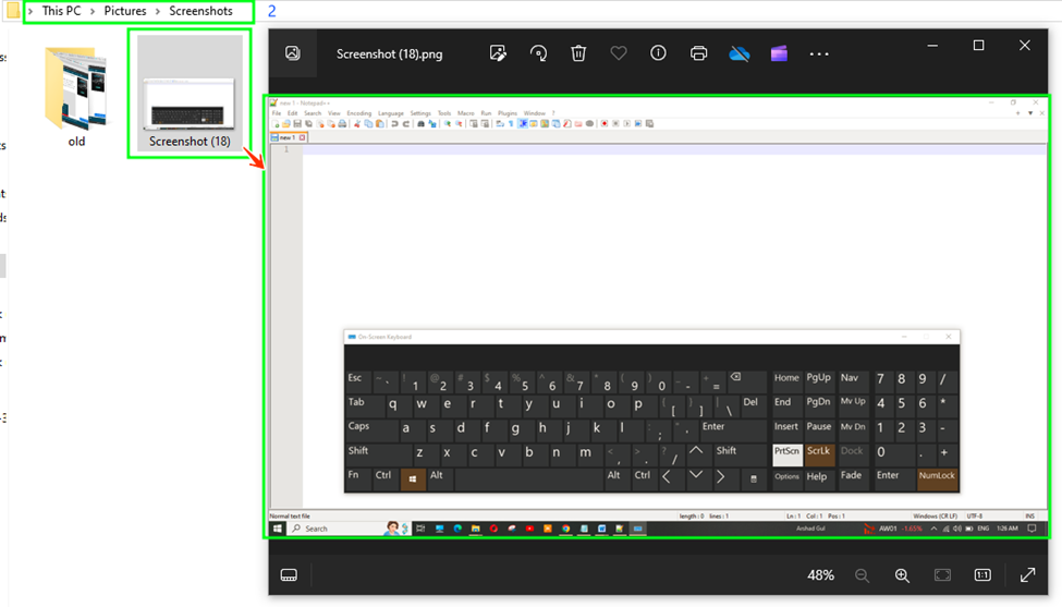 Keyboard shortcut to capture screenshots in windows